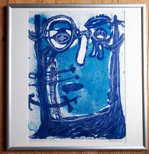 Jan van der Meulen - Man met bril - steendruk - oplage van 10 verkocht voor € 40!