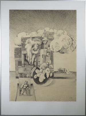 Franscz Witte - Pentekening, Burengerucht - Ingelijst (Groot) kopen? Bied vanaf 1!