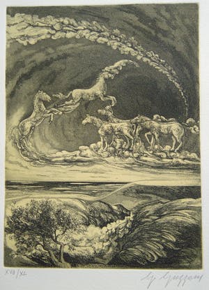 Niet of onleesbaar gesigneerd - Paarden Hemelvaart Ets. kopen? Bied vanaf 10!