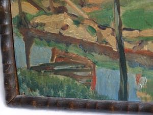 Jan Abraham Bakker - Olieverf op karton, Landschap – gesigneerd en ingelijst – 1932 kopen? Bied vanaf 25!