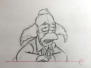Matt Groening - originele tekening, Krusty The Clown, The Simpsons + ingelijst + certificaat verkocht voor € 1!