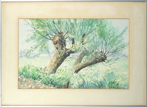Pieter van Oostveen - Aquarel, Landschap - Ingelijst kopen? Bied vanaf 1!