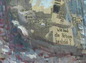 Niet of onleesbaar gesigneerd - Grote, ingelijste collage + verf , Vredesdemonstratie 1981 – 64 x 185 cm kaufen? Bieten Sie von 1!