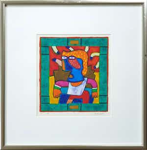 Clemens Briels - Figuren "II" (2002) - Ingelijst verkocht voor € 95!