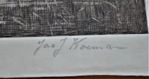 Jac. J. Koeman - Kalfjes in een weiland met verre einder kopen? Bied vanaf 65!