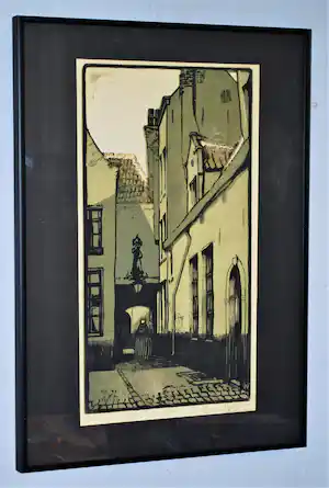 Henri Wils - De Steenpoort Antwerpen, 1911 - houtsnede vendu pour 50€ !
