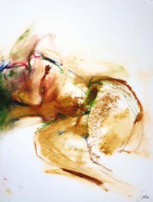 Franscz Witte - Gemende techniek op papier, Figuur VII verkocht voor € 1!