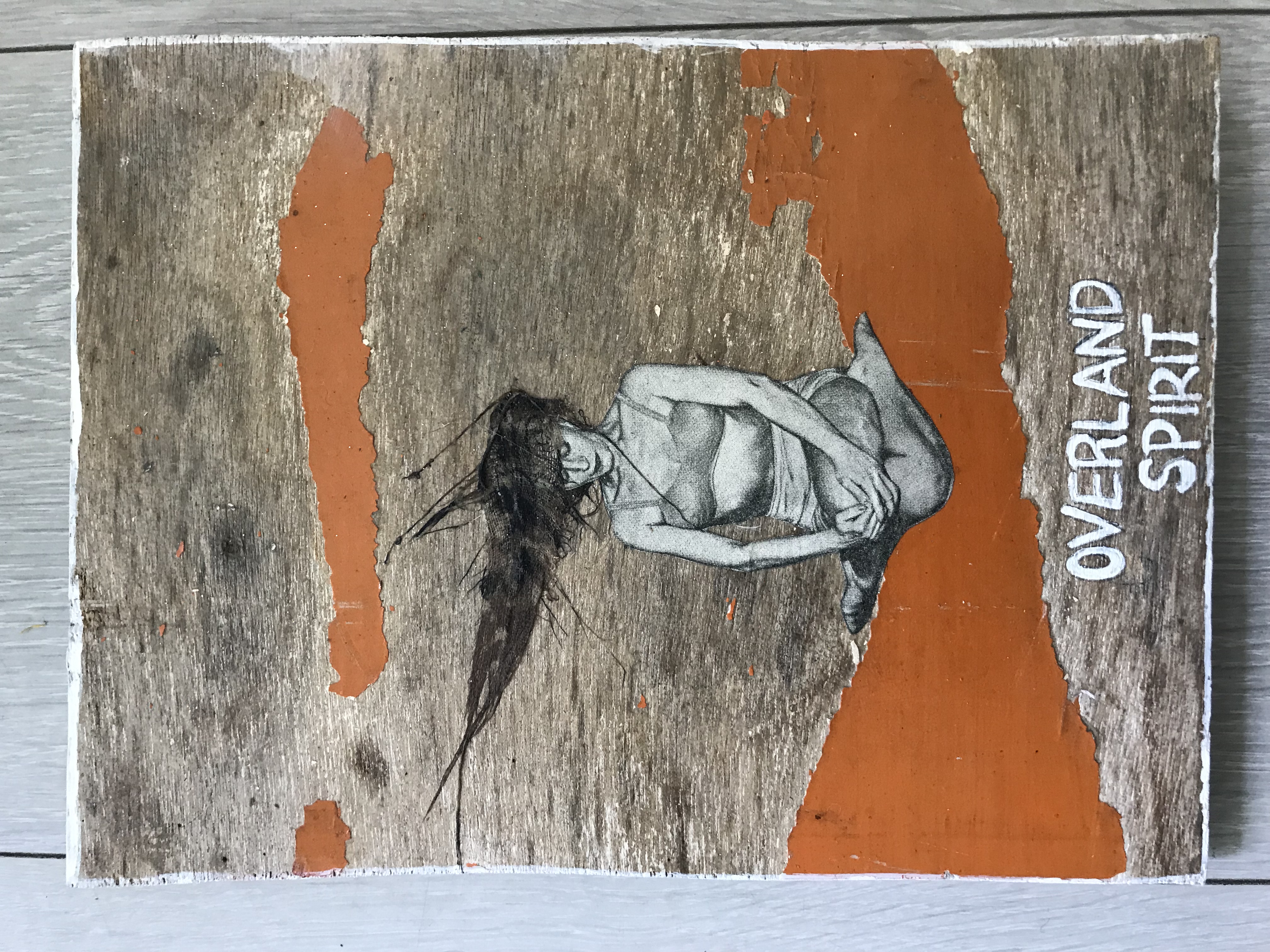 Shila Oringer - Collage op hout - Overland Spirit verkocht voor € 90!