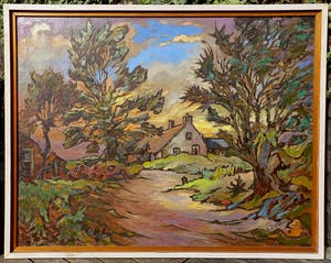 Sebo Detmers - Aan het Damsterdiep, olieverf op doek (best groot, ingelijst) kopen? Bied vanaf 300!