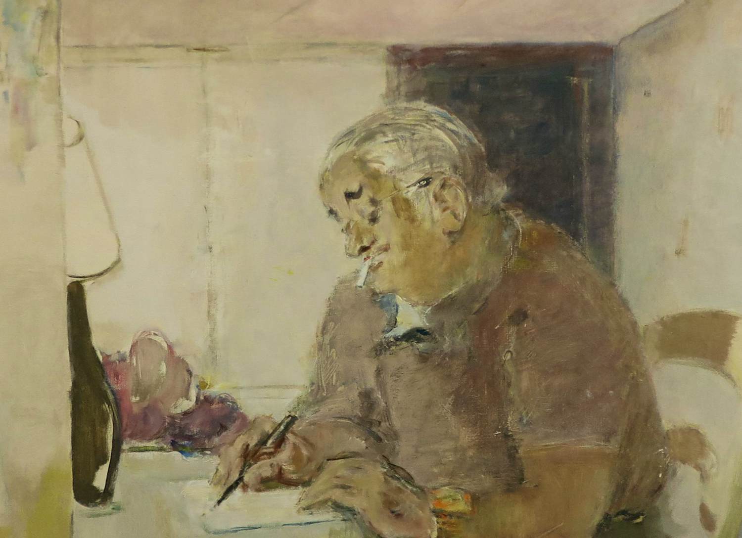 Joop Sjollema - Olieverf op doek, Arthur Rennert - Ingelijst verkocht voor € 70!