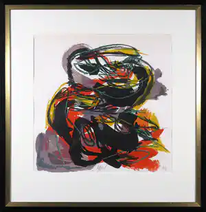 Karel Appel - Litho uit het portfolio Paysage Humains - Ingelijst verkocht voor € 750!
