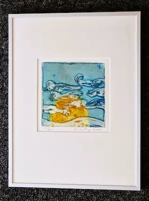 Jan Montyn - Handgedrukte zeer kleine oplage (20) kleuren reliëf Ets -2002- galerie Petit kopen? Bied vanaf 70!