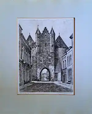 Marius Janssen - Bergen op Zoom- Gevangenpoort vanuit de Lievevrouwestraat verkauft für € 40!