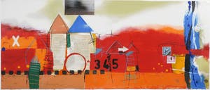 Theo Koster - Zeefdruk, Zonder titel (Liggend rood) - Ingelijst (Groot) kopen? Bied vanaf 50!