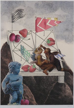 Ada van de Vijver - Gemengde techniek op papier, Collage kopen? Bied vanaf 1!
