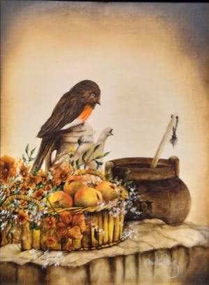 Niet of onleesbaar gesigneerd - Stilleven met Roodborstje - gesigneerd - begin 20e eeuw kopen? Bied vanaf 1!