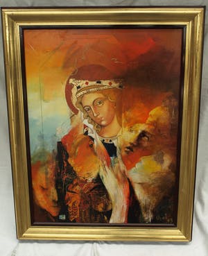 AcheterViktoria Chaloupkova - Ingelijst olieverf op board , ‘Ave Maria’ – 95 x 74 cm -1993? Enchérissez de 250!