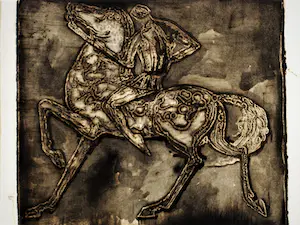 Theo Goedvriend - Bijzondere met Inkt bewerkte Ets "Wild paard" potloodgesigneerd kopen? Bied vanaf 27!