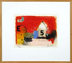 Theo Koster - Zeefdruk en collage, 5 - Ingelijst verkocht voor € 35!