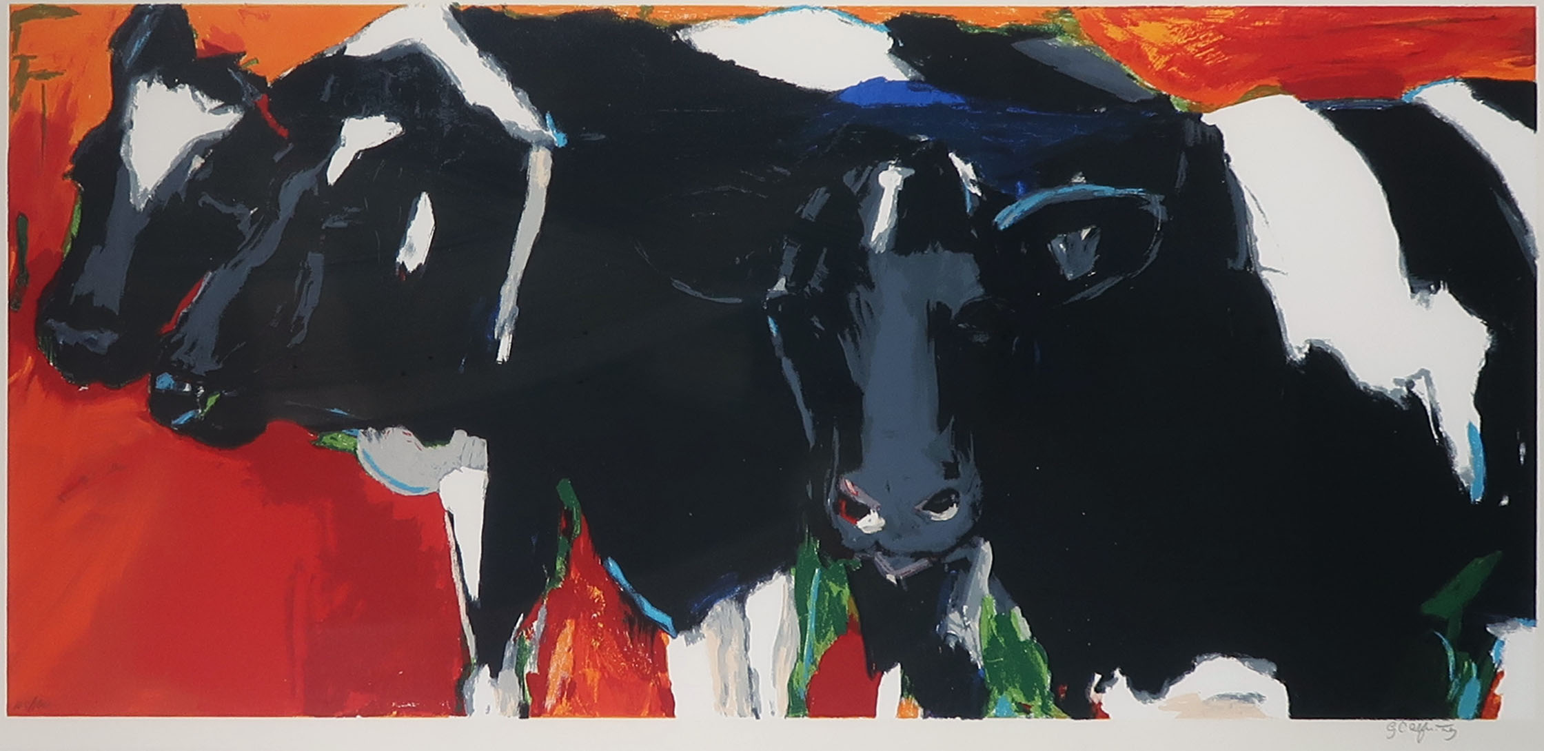 Gerda Elfring - Zeefdruk, Koeien - Ingelijst (Groot) kopen? Bied vanaf 60!