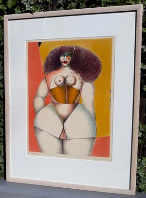 Richard Lindner - Power woman, litho (netjes ingelijst) kopen? Bied vanaf 300!