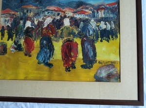 Niet of onleesbaar gesigneerd - Olieverf op papier , Oriëntaals , Stadsgezicht – Turkije? – 1979 kopen? Bied vanaf 1!