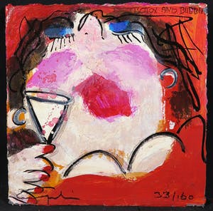 Gerdine Duijsens-Kroeze - Handbewerkte zeefdruk op stevig papier, Botox and Bubbles (met ophangsysteem) kopen? Bied vanaf 20!