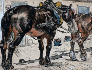 Pieter Dupont - kleurkrijt: rustende trekpaarden kopen? Bied vanaf 895!