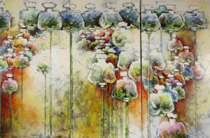 Carla Raadsveld - Drieluik, Acryl op doek, Bloemen kaufen? Bieten Sie von 200!