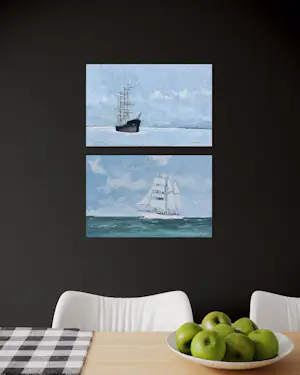 Rene Marie Dujardin - Hervorragendes Paar Marine-Aquarelle, signiert um 1960 kopen? Bied vanaf 70!