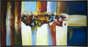 Niet of onleesbaar gesigneerd - Acryl op doek, Zonder titel - Ingelijst (Zeer groot) kopen? Bied vanaf 1!