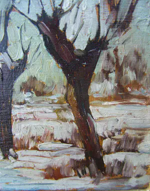 Edmond von Sijben de Maroije - Winterlandschap met knotwilgen. kopen? Bied vanaf 60!