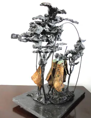 Marianne Houtkamp - "Ochtendgloren".Kapitaal beeld met pracht patina. kopen? Bied vanaf 4750!