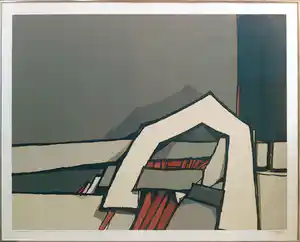 Fon Klement - Boardsnede groot - ingelijst - 22224 verkocht voor € 225!