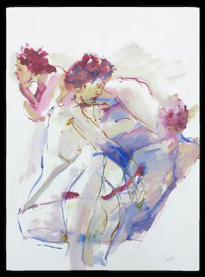 Franscz Witte - Gemengde techniek op papier, Drie naakten kopen? Bied vanaf 35!