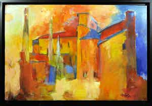 Henk van der Heijden - Acryl op doek, Zonder Titel - Ingelijst verkocht voor € 1!