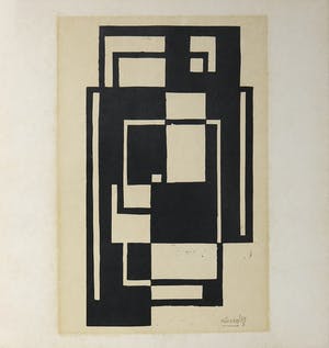 Lajos Kassak - Linosnede, Abstracte Compositie kopen? Bied vanaf 100!