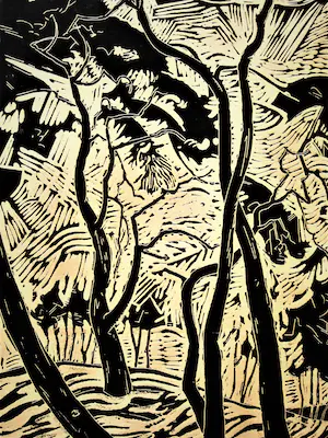 Herman Bieling - GROTE 1923 Kubistische E.A. houtsnede -Oplage slechts 10!! potloodgesigneerd kopen? Bied vanaf 38!