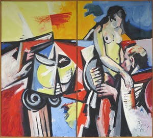 Dirkjan Ribbeling - Olieverf op doek, Zonder titel - Ingelijst (Zeer groot) kopen? Bied vanaf 1!