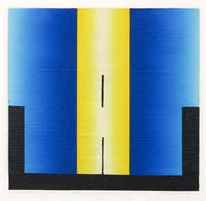 Niet of onleesbaar gesigneerd - Reliëfets, Abstract geometrische compositie - Ingelijst verkocht voor € 1!