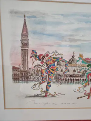 Niet of onleesbaar gesigneerd - Gianfranco missiaja, harlekijnen , venetië kopen? Bied vanaf 1!