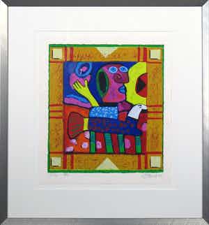 Clemens Briels - Zeefdruk, Zonder titel - Ingelijst verkocht voor € 35!