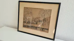 Simon Moulijn - Simon Moulijn – Boslandschap met water en huis ets , gesigneerd kopen? Bied vanaf 50!