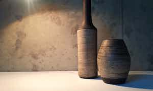 Potterie Ravelli - Twee berkenbast vazen verkocht voor € 1!