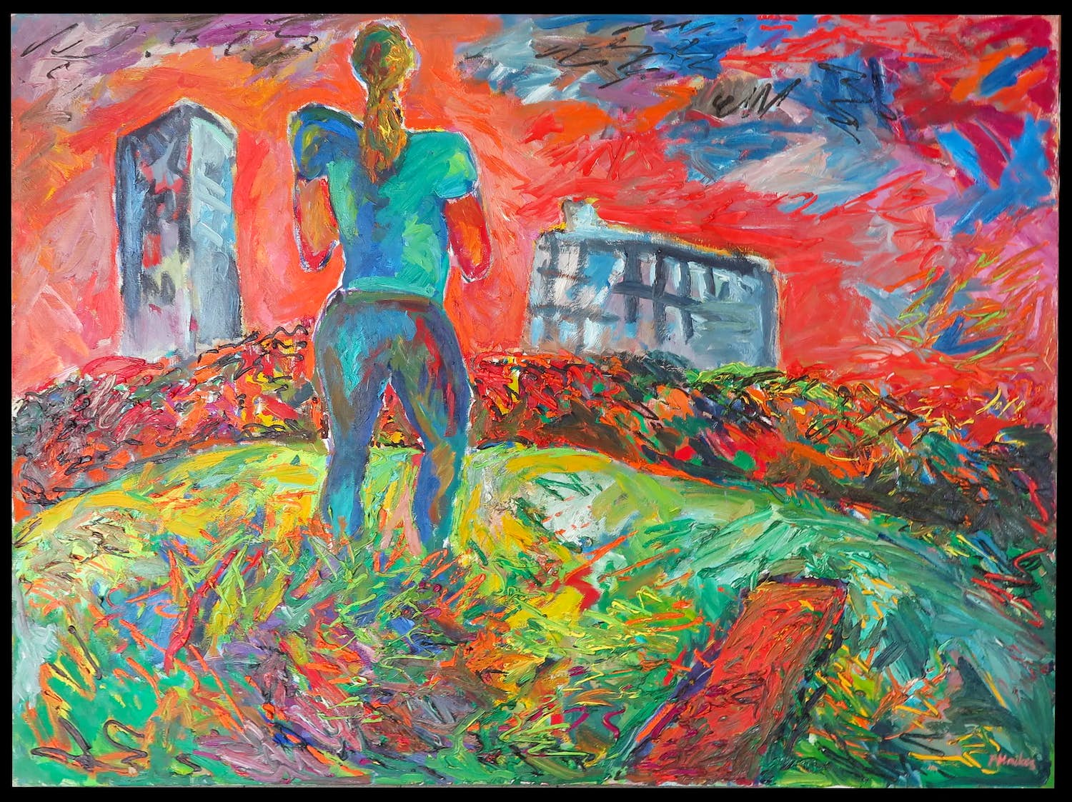 Frans Houkes - Gemengde Techniek - Vrouw op Heuvel (Zeer Groot) verkocht voor € 1!