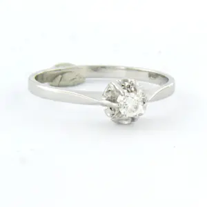 14k witgouden solitair ring met briljant geslepen diamant 0.12 ct kopen? Bied vanaf 250!