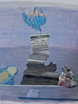 Jan Kuiper - Galerie Petit - gemengde techniek (oa collage) "rokende puinhopen" - gesigneerd kaufen? Bieten Sie von 48!