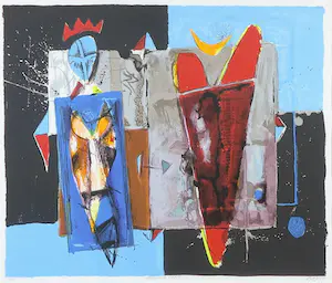 Cor de Jong - Zeefdruk, Verdeeld Hart - Ingelijst kopen? Bied vanaf 35!