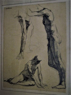 Jan Battermann - Vroege Figuratieve potloodtekening - studie mannelijk Naakt - gesigneerd kopen? Bied vanaf 10!