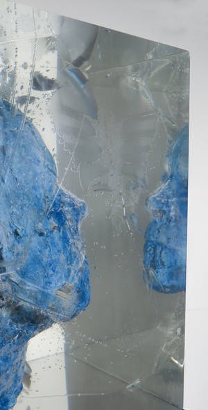 Toon Tullemans - Keramieken hoofd in hars, Der blaue Kopf (Groot en zwaar) kopen? Bied vanaf 350!